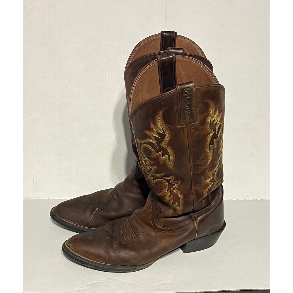 Justin Boots Mens 10D Brown Leather Western Cowboy Boots Style 2551